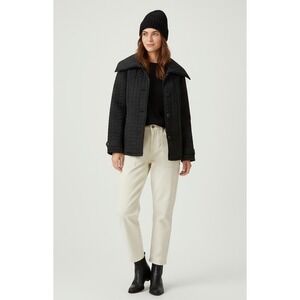 Kenneth Cole Reaction Large Black Quilted Chevron Collar Jacket